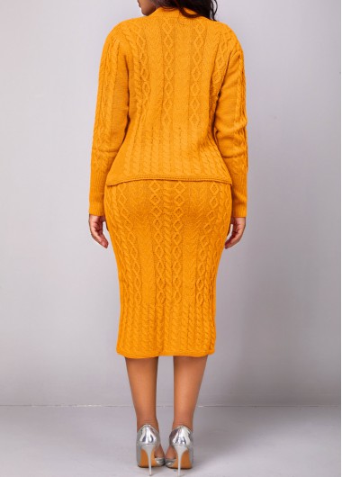 Ginger dresses,Plain Color dresses,ROTITA Button Long Sleeve Ginger Top and Skirt