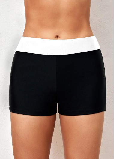 Black swimwear,Contrast Color swimwear,ROTITA Mid Waisted Contrast Black Swim Shorts