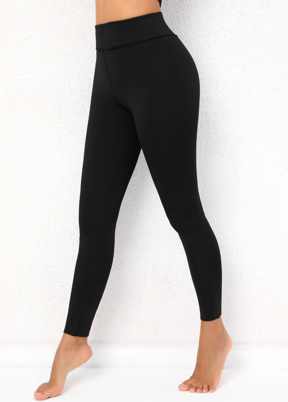 Black bottoms,Plain Color bottoms,High Waisted Fleece Lined Black Leggings