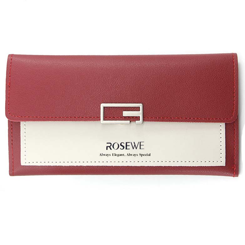 Letter Print Wine Red Magnetic Card Holder