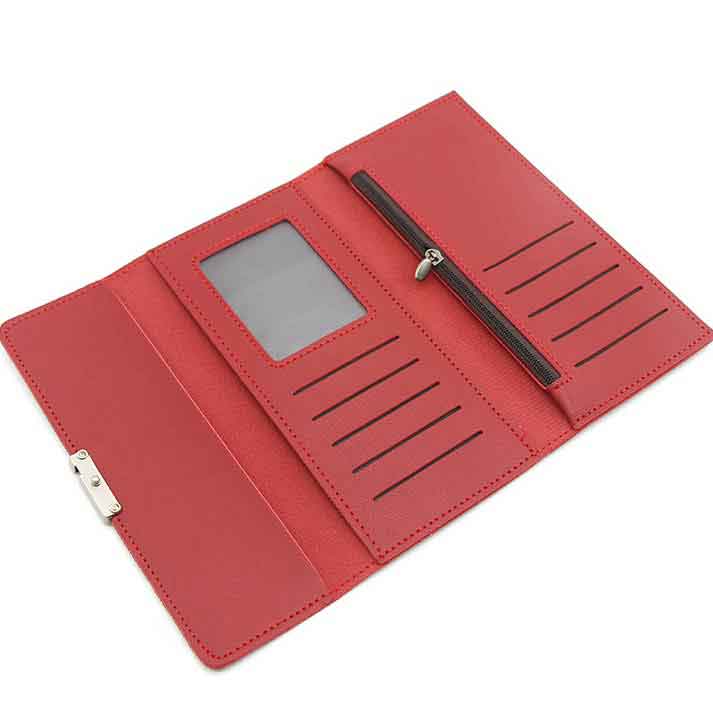 Wine Red accessories,Contrast Color accessories,Letter Print Wine Red Magnetic Card Holder