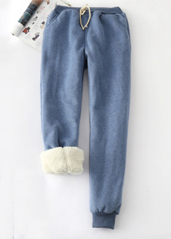 Plush Dusty Blue Jogger Drawastring High Waisted Pants