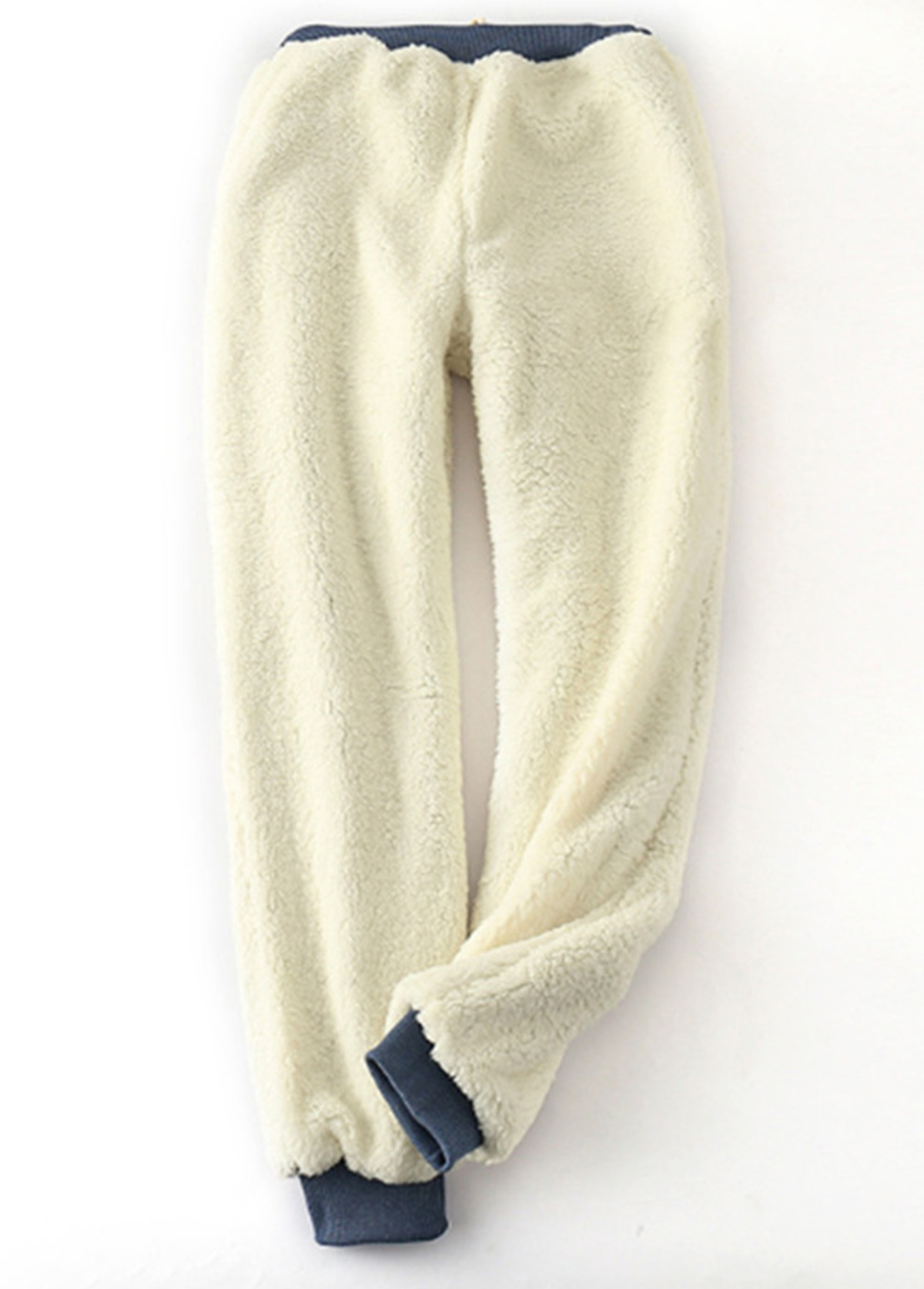 Dusty Blue bottoms,Contrast Color bottoms,Plush Dusty Blue Jogger Drawastring High Waisted Pants