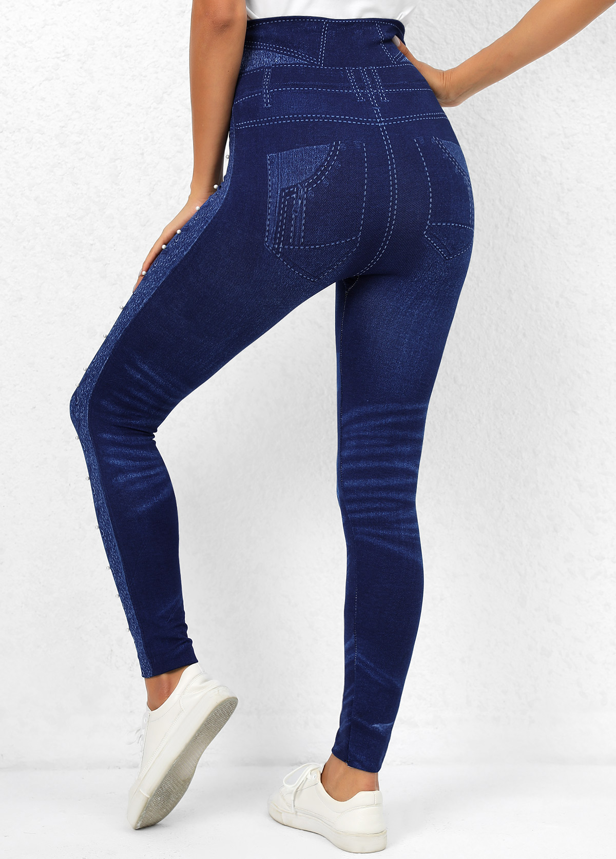 Denim Blue bottoms,Other bottoms,Denim Blue Beaded High Waisted Leggings