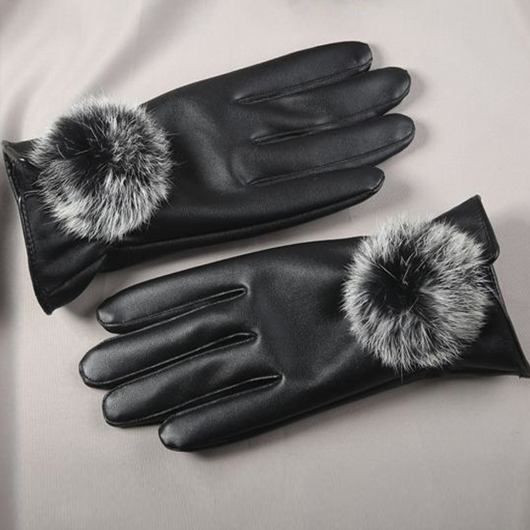 Black Warming Wrist Full Finger Gloves