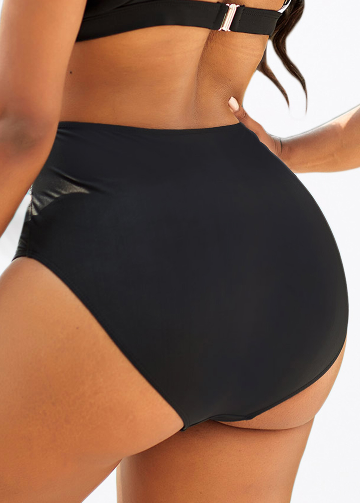 Blue swimwear,Black swimwear,Contrast Color swimwear,ROTITA Contrast Criss Cross Blue Bikini Top