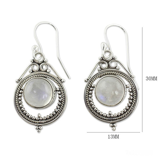 Silvery White jewelry,Contrast Color jewelry,Metal Silvery White Round Detail Earrings