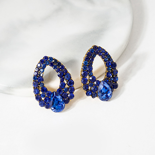 Dark Blue jewelry,Plain Color jewelry,1 Pair Teardrop Dark Blue Earrings