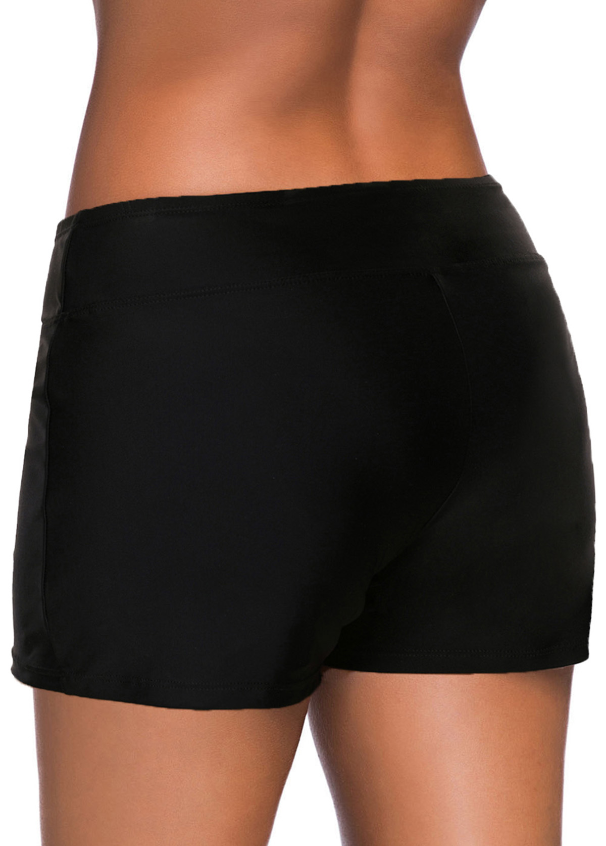Black plus size,Plain Color plus size,ROTITA Plus Size Low Waisted Black Swim Shorts