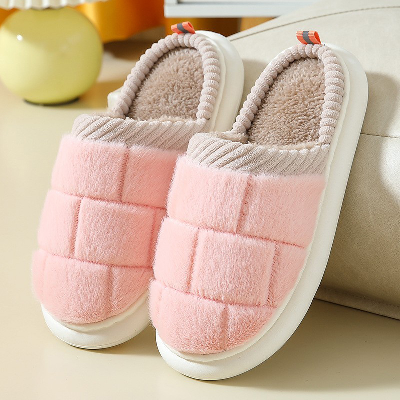 Light Pink Flannel Falt Round Toe Slippers