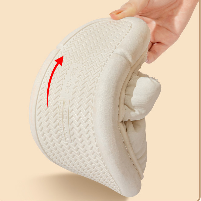 White accessories,Plain Color accessories,White Plush Falt Round Toe Slippers