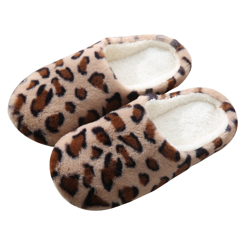 Leopard Light Camel Falt Round Toe Slippers