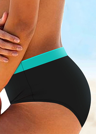 Cyan swimwear,Striped swimwear,ROTITA Patchwork Wide Strap Cyan Striped Bikini Top