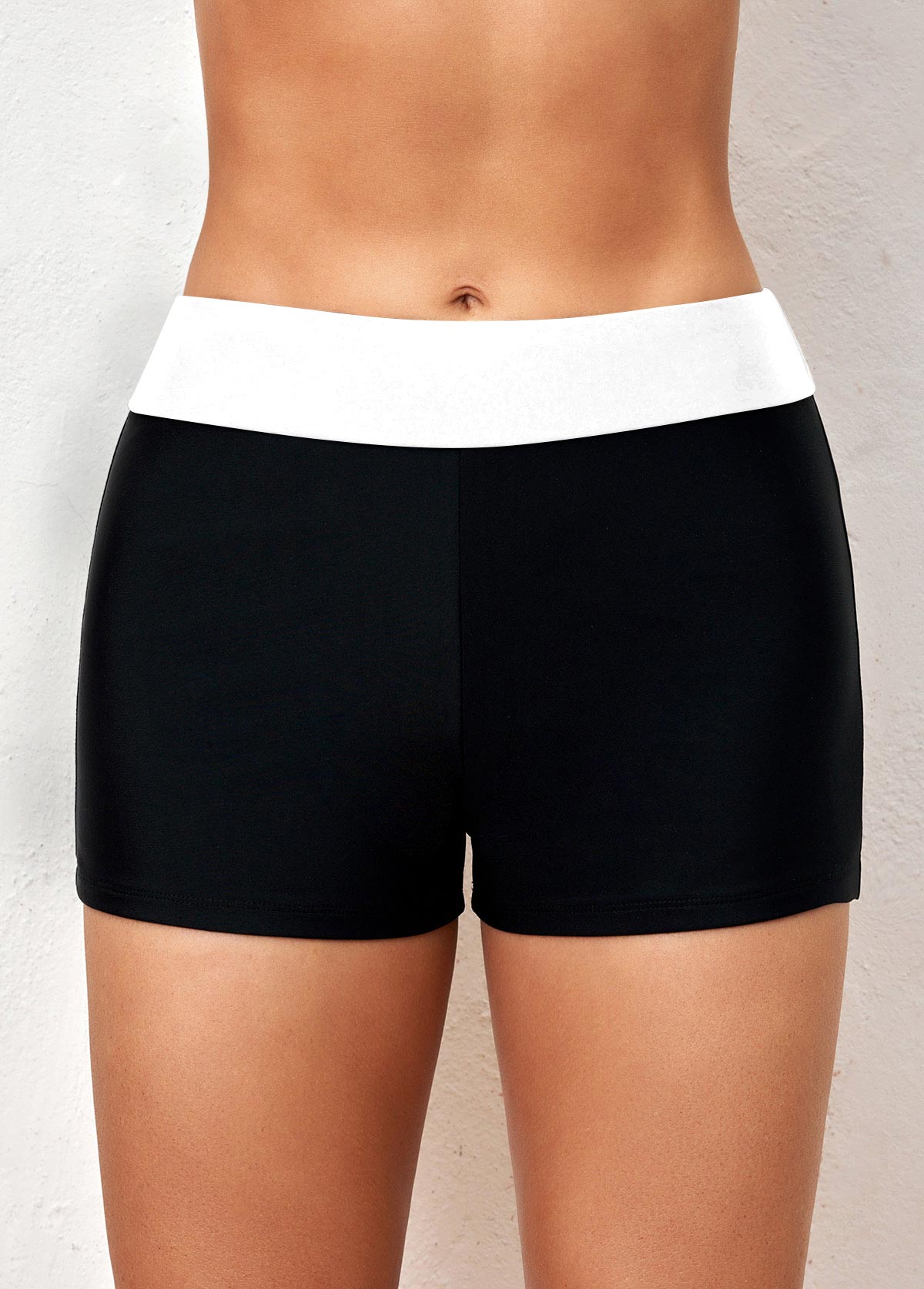 ROTITA Mid Waisted Contrast Black Swim Shorts