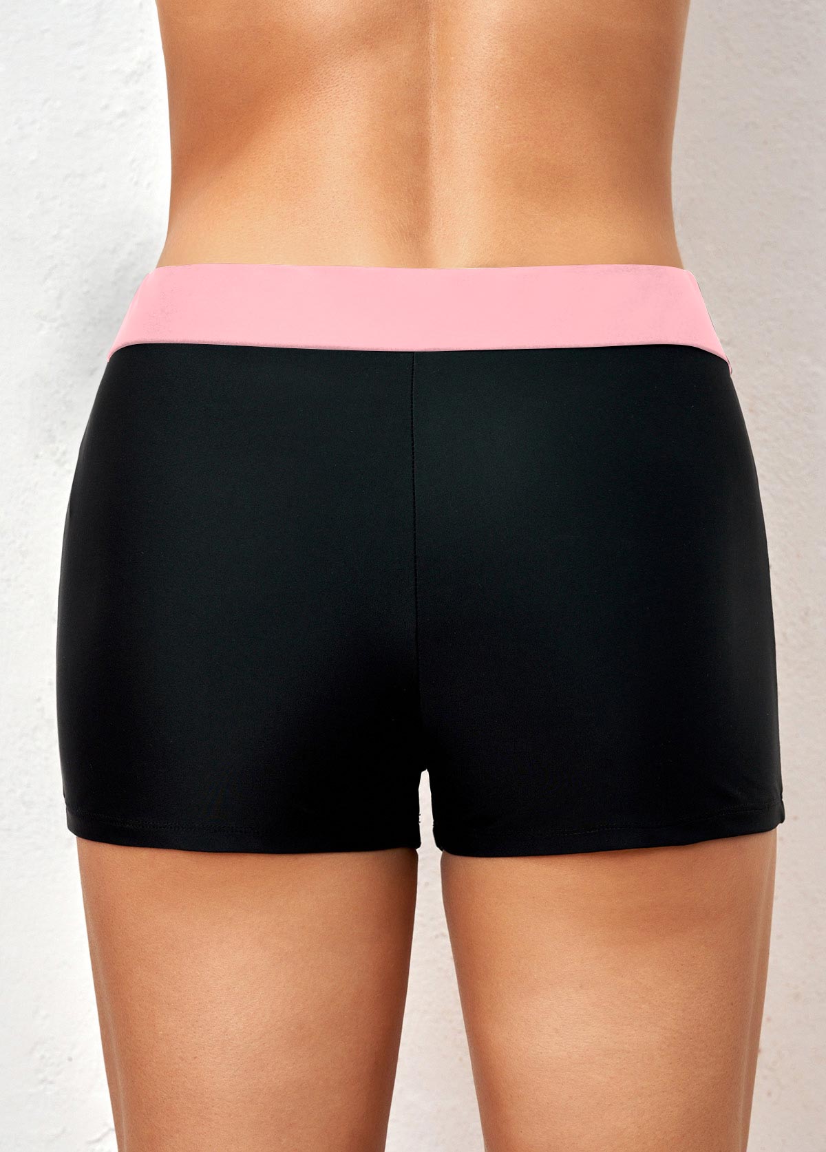 Pink swimwear,Black swimwear,Contrast Color swimwear,ROTITA Pink Mid Waisted Contrast Swim Shorts