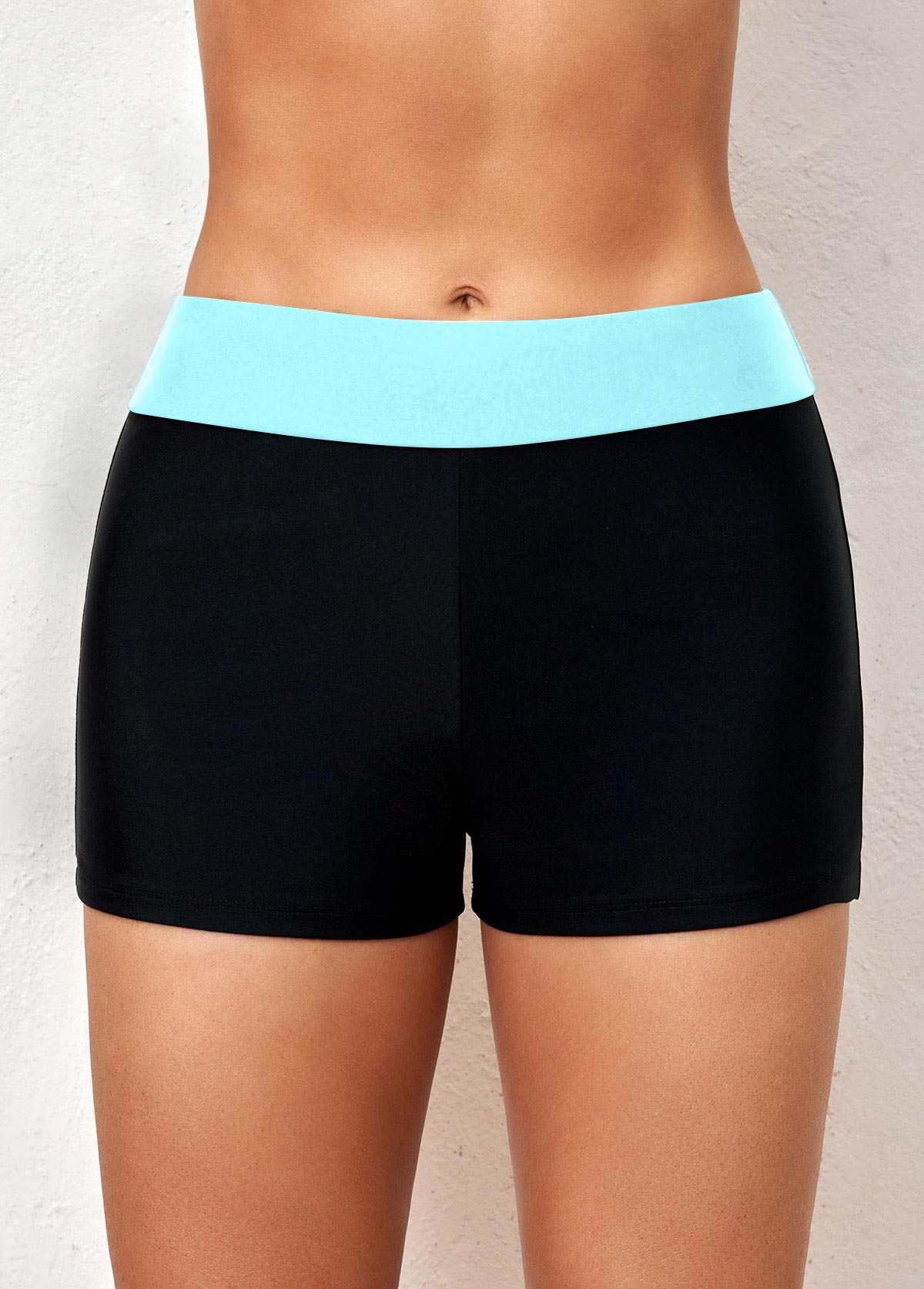 ROTITA Short de bain taille mi-haute contrasté bleu clair