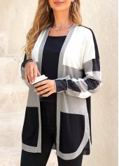 Schwarzer Rotita-Langarmmantel mit geteiltem Karomuster