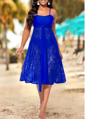 ROTITA Lace Spaghetti Strap Royal Blue Beach Dress