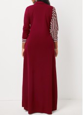 Wine Red dresses,Striped dresses,ROTITA Wine Red Striped Pocket Maxi Dress