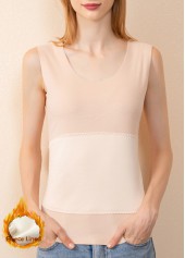 Patchwork Beige Scoop Neck Tank Top