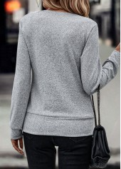 Grey tops,Plain Color tops,Fake 2in1 Grey Long Sleeve Sweatshirt