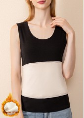 Patchwork Black Scoop Neck Tank Top