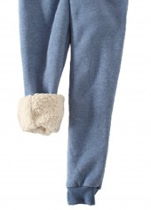 Dusty Blue bottoms,Contrast Color bottoms,Plush Dusty Blue Jogger Drawastring High Waisted Pants