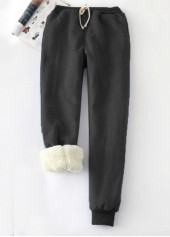 Plush Black Jogger Drawastring High Waisted Pants