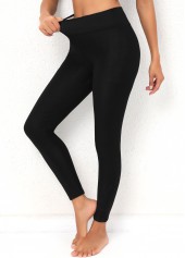Black bottoms,Plain Color bottoms,Ankle Length Black High Waisted Leggings