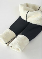 Dark Grey bottoms,Contrast Color bottoms,Dark Grey High Waisted Elastic Waist Leggings