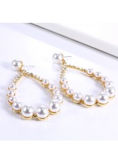White jewelry,Golden jewelry,Contrast Color jewelry,Gold Metal Teardrop White Pearl Earrings