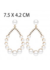 White jewelry,Golden jewelry,Contrast Color jewelry,Gold Metal Teardrop White Pearl Earrings