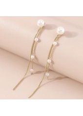Gold jewelry,Plain Color jewelry,1 Pair Gold Chain Design Pearl Earrings