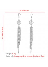 Silvery White jewelry,Plain Color jewelry,Pearl Design Rhinestone Silvery White Earrings