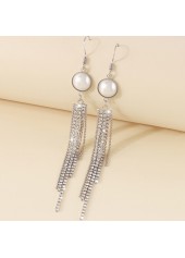 Silvery White jewelry,Plain Color jewelry,Pearl Design Rhinestone Silvery White Earrings