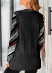 Multi Color tops,Geometric tops,Striped tops,ROTITA Cross Hem Geometric Print Multi Color Sweatshirt