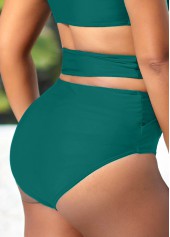 Turquoise swimwear,Plain Color swimwear,ROTITA Patchwork Sheer Mesh Turquoise Bikini Top