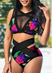 Patchwork Multi Color Floral Print Bikini Set