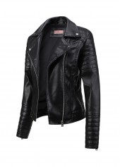 Black outerwear & coats,Plain Color outerwear & coats,Zipper Black Lapel Long Sleeve Jacket