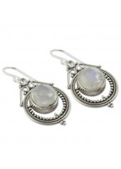 Silvery White jewelry,Contrast Color jewelry,Metal Silvery White Round Detail Earrings