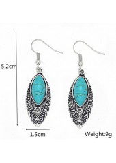 Turquoise jewelry,Contrast Color jewelry,1 Pair Leaf Metal Turquoise Earrings