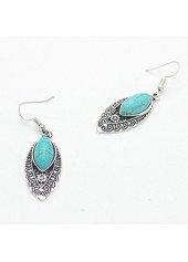 Turquoise jewelry,Contrast Color jewelry,1 Pair Leaf Metal Turquoise Earrings