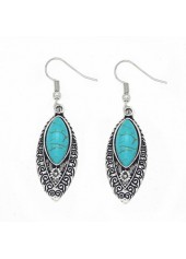 1 Pair Leaf Metal Turquoise Earrings