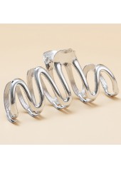 Silvery White accessories,Plain Color accessories,Metal Detail Wave Design Silvery White Barrette