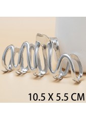 Silvery White accessories,Plain Color accessories,Metal Detail Wave Design Silvery White Barrette