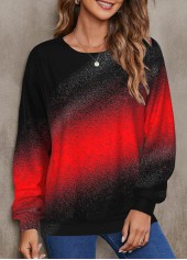 Red plus size,Ombre plus size,ROTITA Plus Size Red Ombre Round Neck Sweatshirt