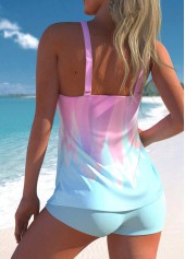 Light Blue swimwear,Pink swimwear,Floral swimwear,ROTITA Light Blue Floral Print Tankini Top