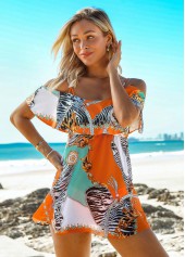 Ruffle Multi Color Zebra Print Swimdress Set