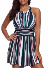 Multi Color plus size,Striped plus size,ROTITA Plus Size Striped Multi Color Swimdress Top