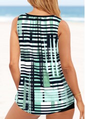 Mint Green swimwear,Geometric swimwear,ROTITA Metal Ring Mint Green Geometric Print Tankini Top